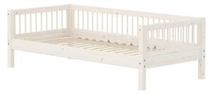 Flexa - CLASSIC Single Bed With Side Bar - Barnsäng - White Washed - H66.5 x W99.9 x L209.3 CM