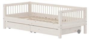 Flexa - CLASSIC Daybed With Storage And Side Bar - Barnsäng - White Washed - H66.5 x W100 x L210 CM