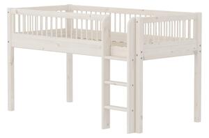 Flexa - CLASSIC Half-high Bed With Bars And Ladder - Barnsäng - White Washed - H120 x W110 x L210 CM