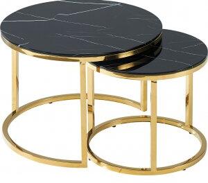 Muse soffbord 60 cm - Svart marmor/guld - Glasbord, Soffbord, Bord