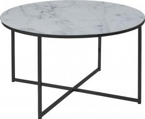 Alisma soffbord Ø80 cm - Vit marmor/svart