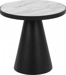 Soli soffbord Ø45 cm - Vit marmor/svart
