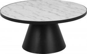 Soli soffbord Ø85 cm - Vit marmor/svart