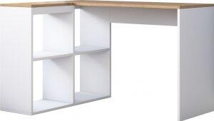 Haylie hörnskrivbord 120x50 cm - Ek/vit - Skrivbord med hyllor, Skrivbord, Kontorsmöbler
