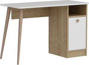 Corso skrivbord 110x50 cm - Vit/safir ek - Skrivbord med hyllor | lådor, Skrivbord, Kontorsmöbler