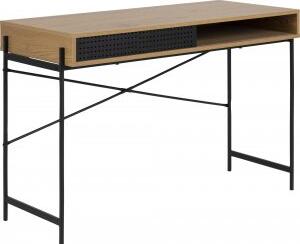 Angus skrivbord 110x50 cm - Ek/svart - Skrivbord med hyllor, Skrivbord, Kontorsmöbler