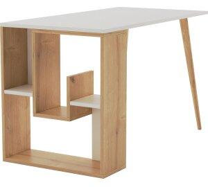 Sally skrivbord 120x60 cm - Vit/ek - Skrivbord med hyllor | lådor, Skrivbord, Kontorsmöbler
