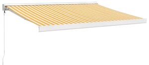 Markis infällbar gul och vit 3,5x2,5 m tyg&aluminium