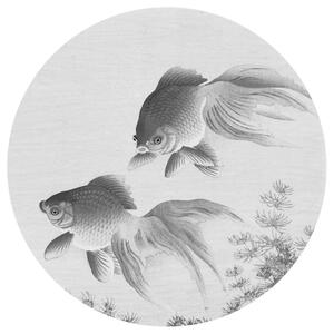 WallArt Tapet cirkelformad Two Goldfish 142,5 cm
