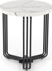 Tisvilde soffbord Ø40 cm - Vit marmor/svart