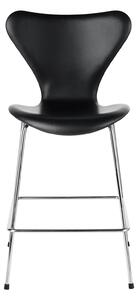 Fritz Hansen - 3187 Sjuan - Helklädd, Läder, Essential Black - Barstolar - Arne Jacobsen - Svart - Läder/Metall/Trä