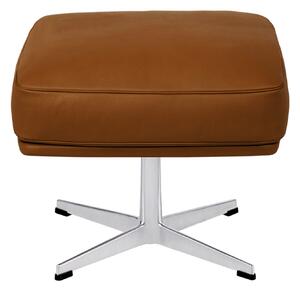 Fritz Hansen - 4210 Oksen Fotpall, Läder, Aura Walnut, Satinpolerad - Fotpallar - Arne Jacobsen - Brun - Läder/Metall/Trä