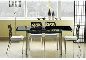 Cameron 110-170 cm matbord - Krom/svart - Matbord med glasskiva, Matbord, Bord