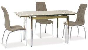 Caylee 100-150 cm matbord - Beige/krom - Matbord med glasskiva, Matbord, Bord