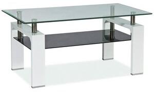 Clemson svart / vitt soffbord med glasskiva 110 x 60 cm