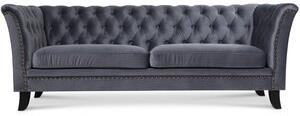 Milton Chesterfield 3-sits soffa - Grå sammet + Fläckborttagare för möbler - 3-sits soffor, Soffor