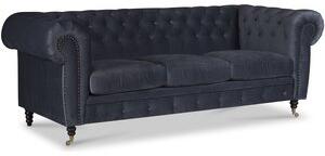 Sheffield Chesterfield 3-sits soffa i grå sammet