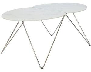 Ant Soffbord 116 x 62,7 cm - Marmorerat glas / krom + Möbelvårdskit för textilier - Marmorsoffbord, Marmorbord, Bord