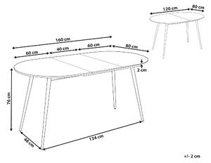 Matbord Vit MDF Svart Stålben 120/160 x 80 cm Utdragbar Bordsskiva Oval Modern Design Kök Matsal Beliani