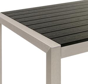 Matbord för trädgården Svart och Silver aluminiumram för 6 personer 180 x 90 cm Modern design Beliani