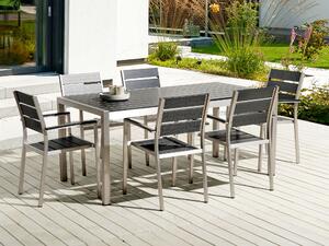 Matbord för trädgården Svart och Silver aluminiumram för 6 personer 180 x 90 cm Modern design Beliani