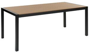 Matbord för trädgården Ljust trä och Svart aluminiumram för 6 personer 180 x 90 cm Modern design Beliani