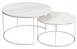 Lormont satsbord i marmor Ø80/60 cm - Ljus marmor/krom