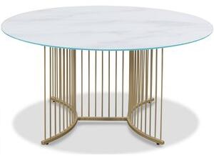 Tiffany Falcon soffbord Ø100 cm - Mässing / Vitt marmorglas - Glasbord, Soffbord, Bord