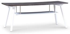 Louise soffbord ovalt med förvaring 130 x 70 cm - Vit / Brunbetsad ek - Inga hjul - Soffbord i trä, Soffbord, Bord