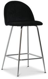 2 st Art Velvet barstol - Svart sammet / Krom + Fläckborttagare för möbler