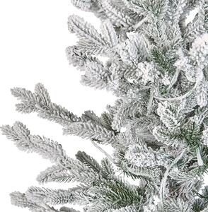 Konstgjord julgran Vit Syntet 180 cm Snötäckt Med belysning Gångjärnsgrenar Högtid Jul Beliani