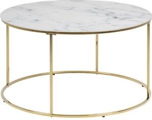 Bolton soffbord Ø80 cm - Vit marmor/guld