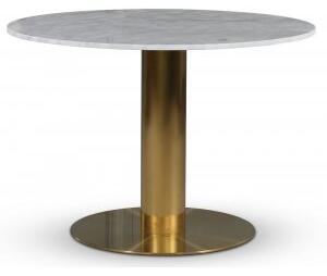 Empire matbord Ø105 cm - Ljus marmor / Borstad mässing