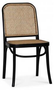2 st Tone svart stol med rotting i rygg och sits + Möbeltassar