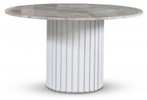 Empire matbord - Silver diana marmor 130 cm / Vit lamell träfot