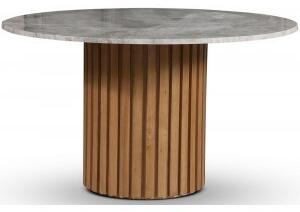 Sumo matbord Ø130 cm - Oljad ek / Silver marmor