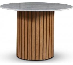 Sumo matbord i marmor Ø105 cm - Oljad ek / Ljus marmor