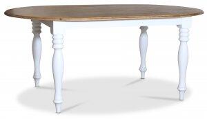 Victoria vitt ovalt matbord med brun toppskiva + Fläckborttagare för möbler