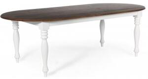 Victoria sgort ovalt matbord 230x110 cm - Vit/Brunbets + Möbelvårdskit för textilier