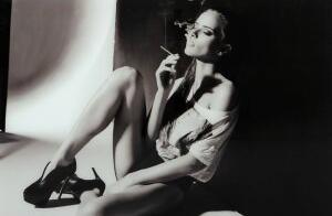 Glastavla Woman with cigarette - Svart/vit