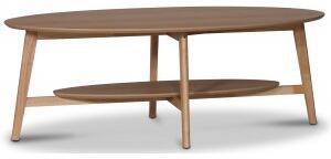 Bridge ovalt soffbord med hylla 140 cm - Ekfanér - Soffbord i trä, Soffbord, Bord