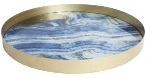 Marmor rund serveringsbricka - Blå marmor - Brickor, Inredningsdetaljer
