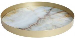 Marmor rund serveringsbricka - Ljus marmor