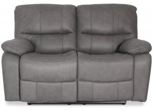 Manhattan biosoffa 2-sits reclinersoffa i grå PU + Möbelvårdskit för textilier