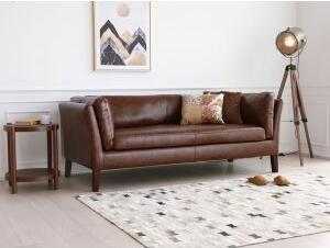 Heritage 3-sits soffa i brunt vintage konstläder + Möbelvårdskit för textilier