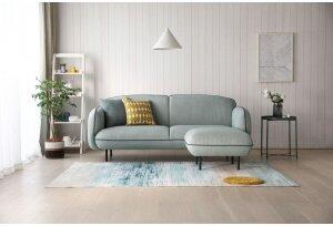 Catta 3-sits soffa med fotpall - Ljusgrön + Möbelvårdskit för textilier