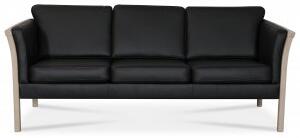 Pure 3-sits soffa i svart läder + Möbeltassar