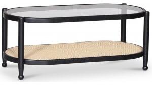 Nemo ovalt soffbord i rotting med glasskiva 100 x 48,5 cm + Fläckborttagare för möbler