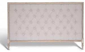 Cholet vintage sänggavel med knappar - Antikt trä / Linne + Möbelvårdskit för textilier - Sänggavlar
