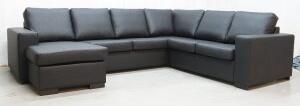 Solna XL U-soffa i bonded leather - Vänster + Möbelvårdskit för textilier